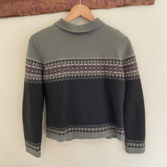 Paul Harris Design | Vintage 100% Lambs Wool Fair Isle Zip Cardigan Sweater M - Picture 6 of 16